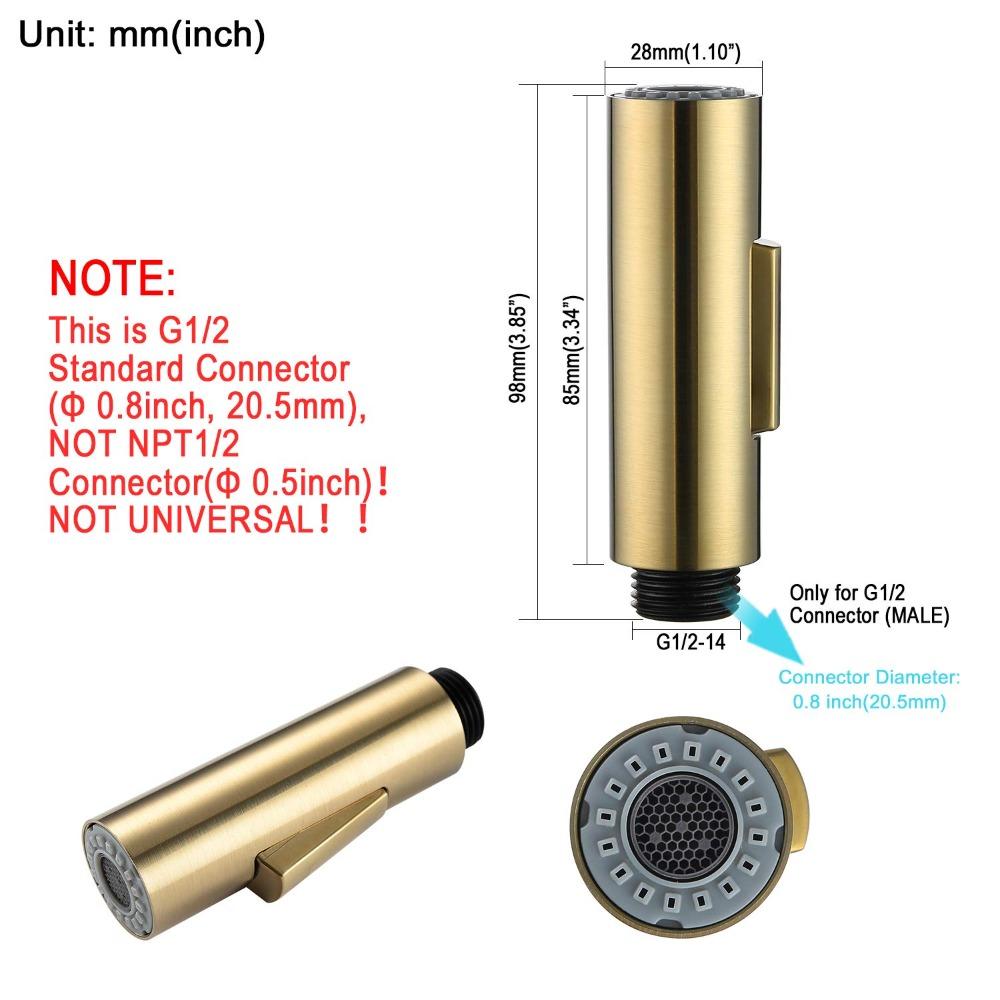 Gebürstetes Gold Küchenarmatur Sprühkopf 1,8 GPM Ersatzkopf Ausziehbarer Sprühkopf Säule Küche