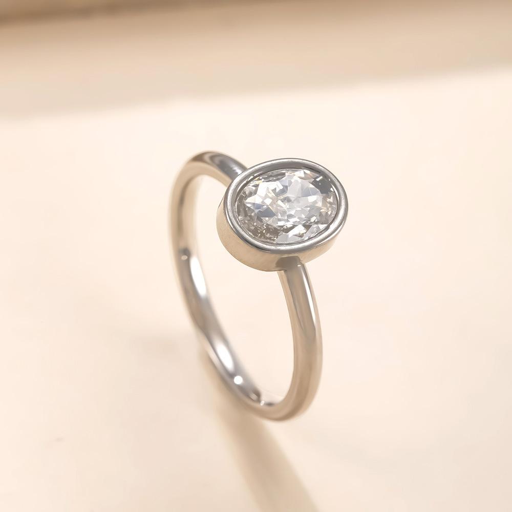 

Stainlesss Steel Elliptical Zircon Women s Ring Gold Color Minimalist Trendy Rings Waterproof Zircon Gift Wholesale 6