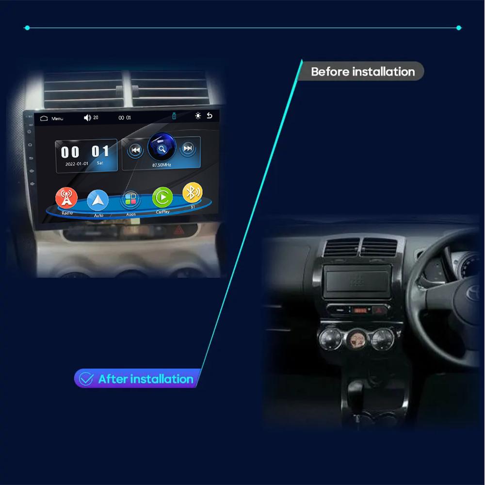 icreative Car Radio Multimedia MP5 Player Head Unit Stereo BT For Toyota IST 2007 - 2016