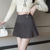 Women's High-Waist Pleated Wool Skirt - Spicy American Style for Autumn/Winter