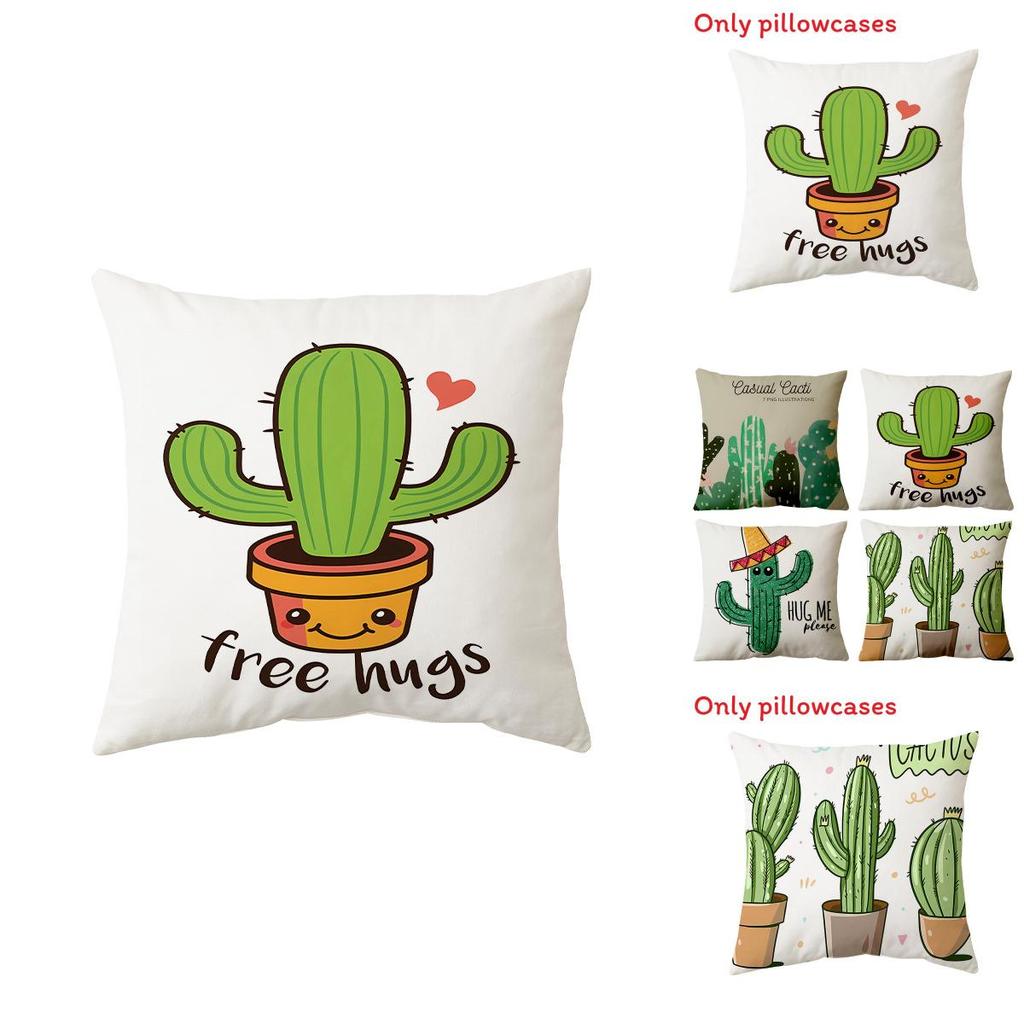 Cartoon Cactus Pattern Pillow Cover For Home Decor And Lounge Relaxation