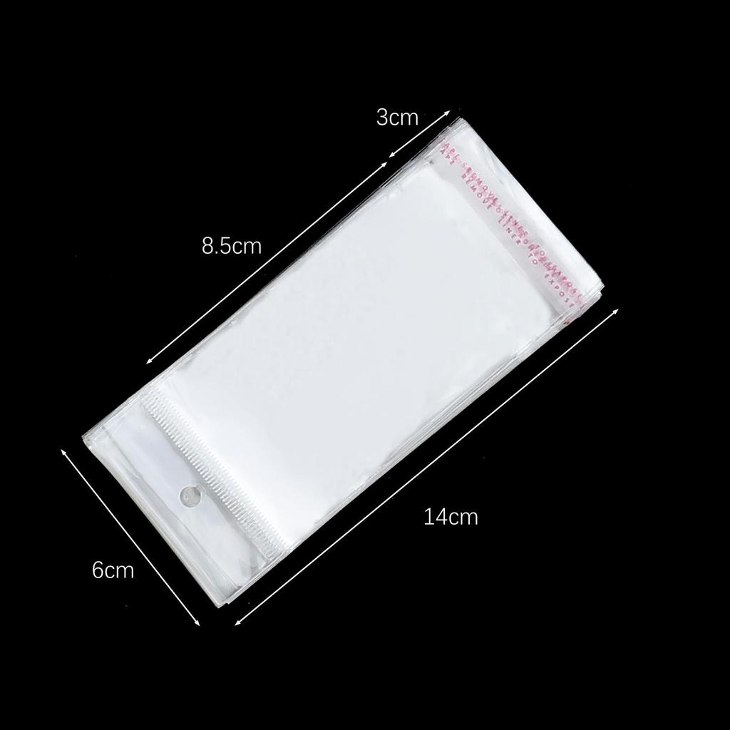 100pcs Transparent Self Adhesive Seal Plastic Storage Bag OPP Poly Pack Bag With Hang Hole Retail Packaging Pouch