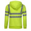Fleece-lined Outdoor Sanitation Workwear Men's High Visibility Reflective Strip Zipper Hooded Sweatshirts
