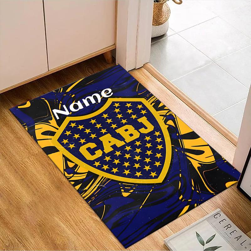 Custom Name Juniors FC Emblem Rug Game Carpet, Floor Mat for Bedroom Living Room Entryway Rug, Home Decor Idea Gift for Christmas birthday