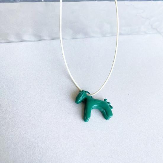 3D Horse Pendant Necklace Enamel Mini Horse Charm Necklace Cute Horse Long Necklace Gift for Men Women Horse Lovers