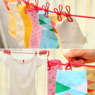 Portable Outdoor Clothesline With 12 Clip Hanging Laundry Drying Rope Retractable Travel Clothesline for Camping Travel