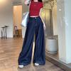 Women's High-Waisted Retro Wide-Leg Jeans in Deep Blue