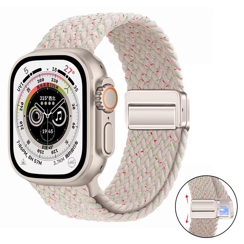 Nylon Braided Band For Apple Watch Series Ultra 3 2 1 49mm 11 10 46mm 42mm 9 8 7 45mm 41mm Magnetic Strap iWatch 6 5 SE 44/40mm Belt