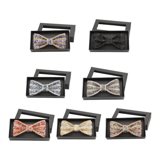 Men Bow Tie Adjustable Fit Shiny Rhinestone Design Neck Tie Weddings Groomsmen Business Formal Occasions Accessories
