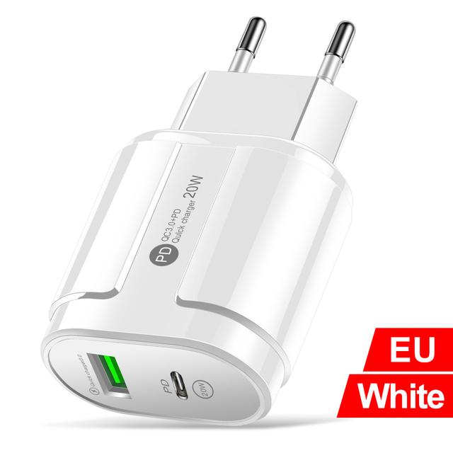 PD20W QC 3.0 Fast Chargerr EU US Plug Universal Wall Multiple USB C Adapter Phone Charger For iPhone 14 Samsung Xiaomi Huawei