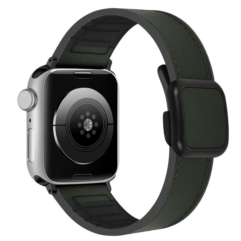 Für Apple Watch Armband Ultra 2 49mm 9 8 7 45mm 41mm Silikon Leder Magnetisches Uhrenarmband für Iwatch Serie 10 6 5 42 38mm Armbänder