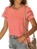 Women's Summer New Floral Lace Patchwork Short Sleeve T-Shirt Crew Neck Slim Fit Top