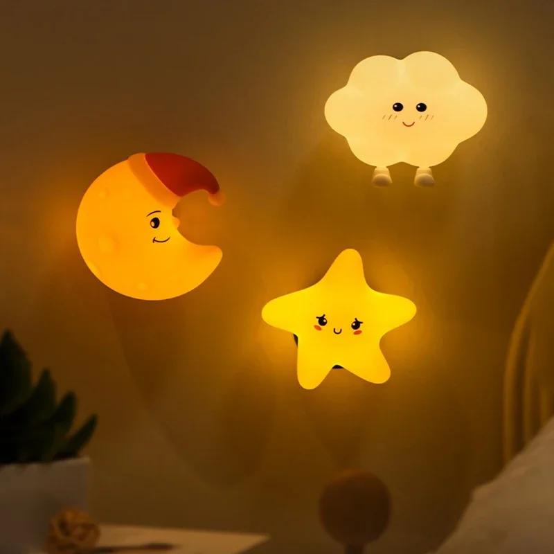 Mini LED Night Light USB Rechargeable Cartoon Star Moon Silicone Touch Lamp for Kids Bedroom Bedside Nursery Decoration  Gift