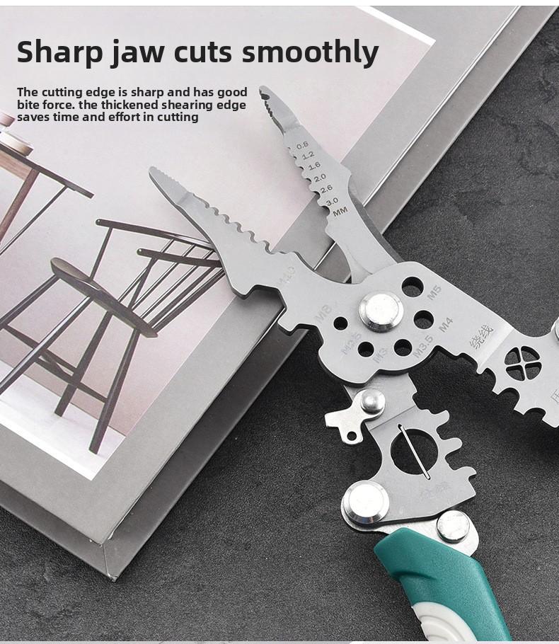 Foldable Wire Stripping Pliers, Professional Multifunction Manual Hand Tool, Pulley Design Durable Crimping & Wrapping Pliers