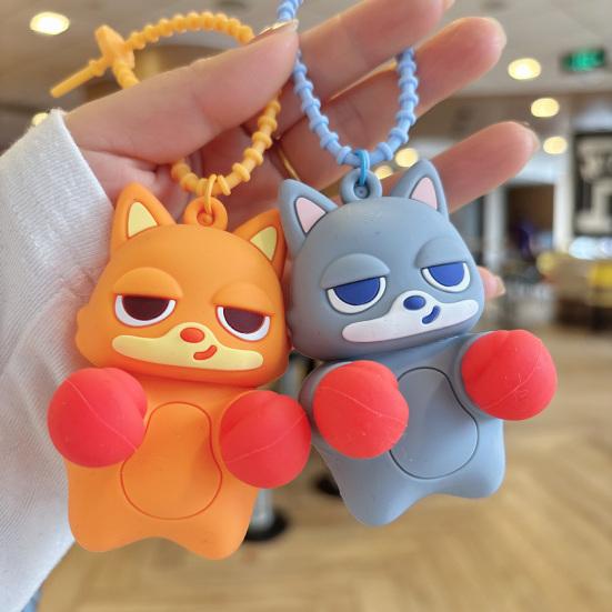 Keychain Pendant Cartoon Bear Panda Shape Stress Relief Fidget Pendant with Bead Chain Lanyard Keys Bags Decompression Toy