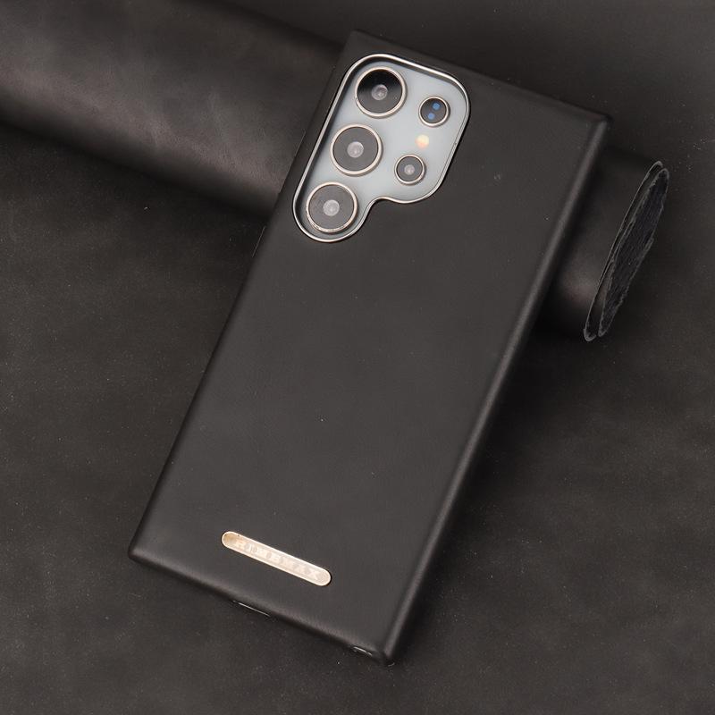 Suitable for Samsung S25ultra Mobile Phone Case Oil Wax Pattern 25p Magnetic Absorbent Samsung Full-inclusive S24u Business Men's Leather Case