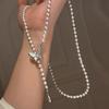 Mother-of-pearl Butterfly Buckle Sweater Chain Long Autumn Winter Light Luxury Pearl Necklace Accessories Women's Beaded Jewelry