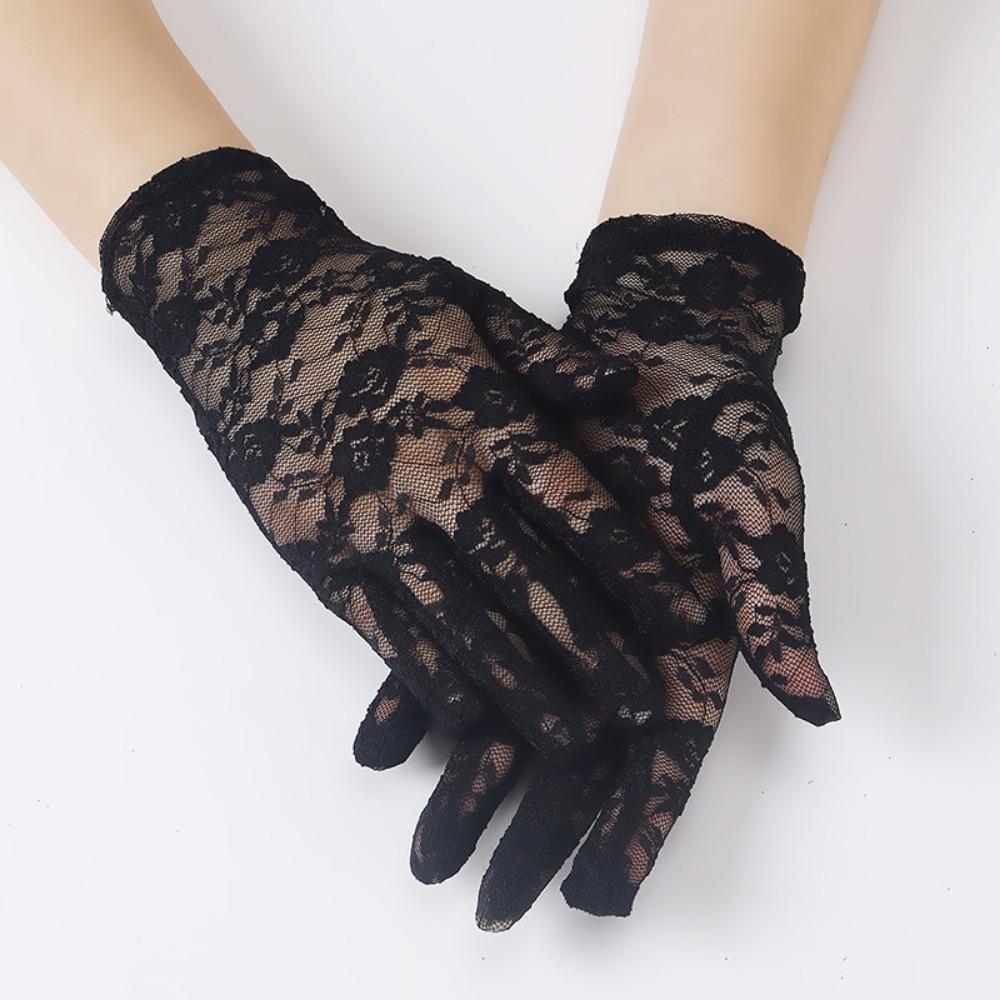 

Women Thin Mesh Lace Gloves, Fashion Ruffle Full Finger UV Protection Driving Mittens, Breathable Sun Proof Hand Accessories