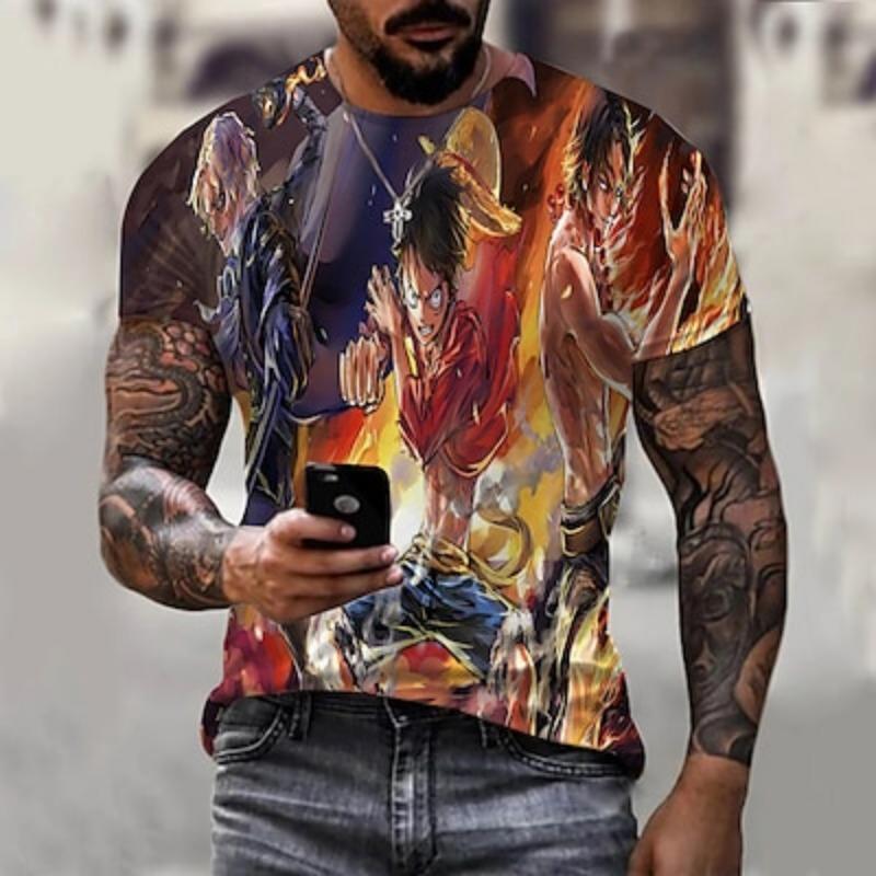 

Цельный Portgas D. Футболка Ace Аниме Мультфильм Аниме 3D 3D Harajuku Графика Для Пар Мужчин Женщин Взрослых Назад В Школу 3D Печать XXL