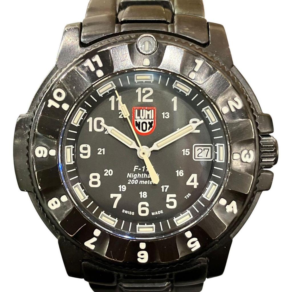 Used Luminox LUMINOX Nighthawk Watch Total Weight Approximately 143.6g SS SS Quartz Black Dial 3400 Men's