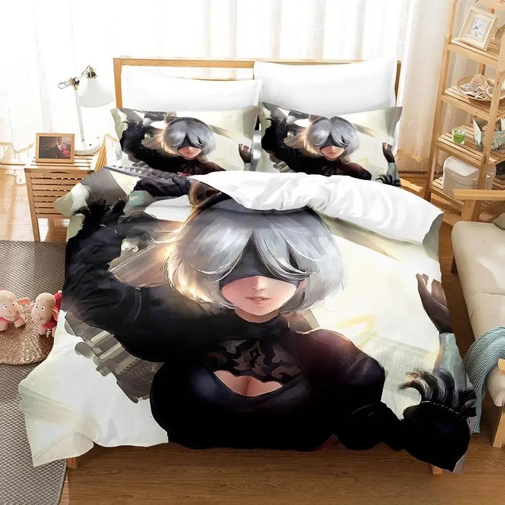 Nier Automata Bedding Set Single Twin Full Queen King Size Bed Set Adult Kid Bedroom Duvet Cover Sets 3D Anime Bed Sheet Set