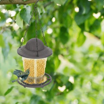 Rainproof Folding Hanging Bird Feeder Large Capacity Waterproof Automatic Bird Feeder with Roof Bird Food Container Garden