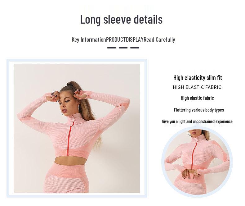 Women's Striped Long Sleeve Yoga Suit - Quick Dry Colorblock Jacket & Crop Top