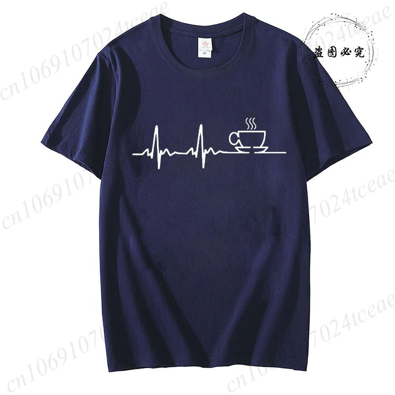 COFFEE ECG EKG Print T Shirt Men Women New Fashion T-shirt Funny Casual T-shirt Summer Fashion CAFFEINE MEME Aesthetic Tshirts