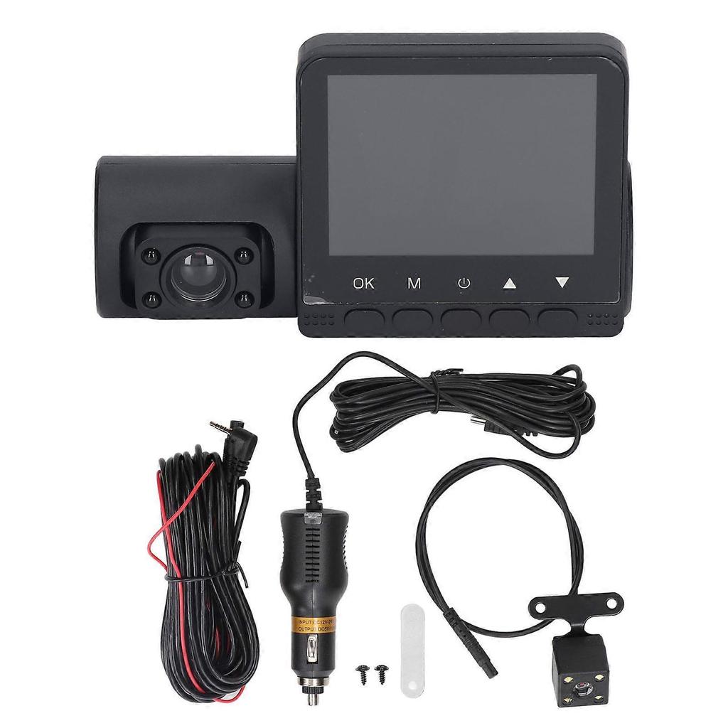 2.4 Inch Screen Dashcam 3 Way HD 1080P Three Lens Parking Monitoring Car DVR with Night View