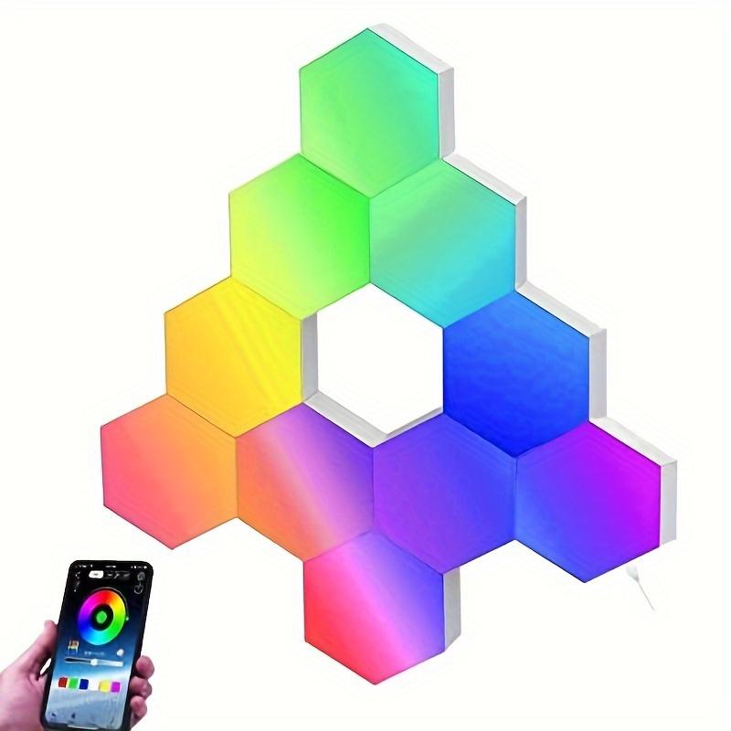 

6/10 шт. шестиугольная настенная панель RGB - смарт-приложение RGB шестиугольная модульная игровая световая музыка с синхронизацией панелей в форме сот, шестиугольные светильники для спальни 10pcs