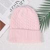 Angola rabbit fur warm solid color light board autumn and winter versatile candy color vertical stripe knitted hat women