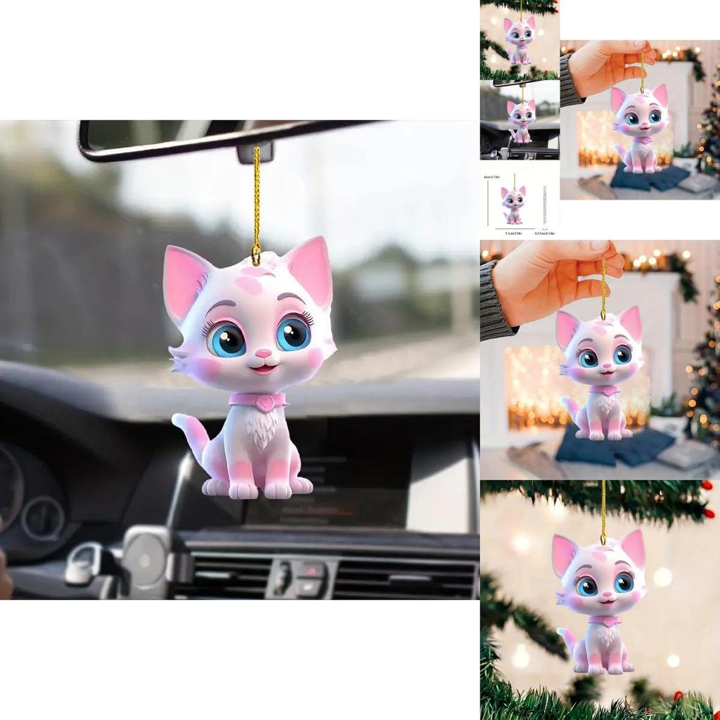 Adorable Pink Acrylic Cartoon Style Car Hanging Decoration For Trendy Vehicle Decor