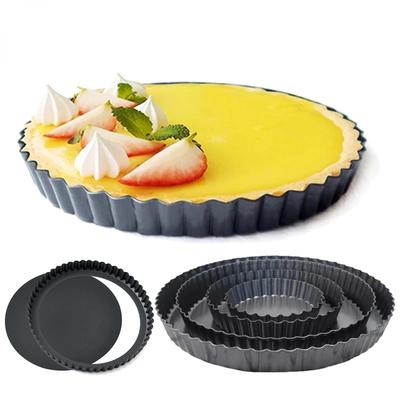 Multi-Size Non-Stick Tart Quiche Pie Cake Molds Removable Loose Bottom Slot Heavy Duty Pizza Pan