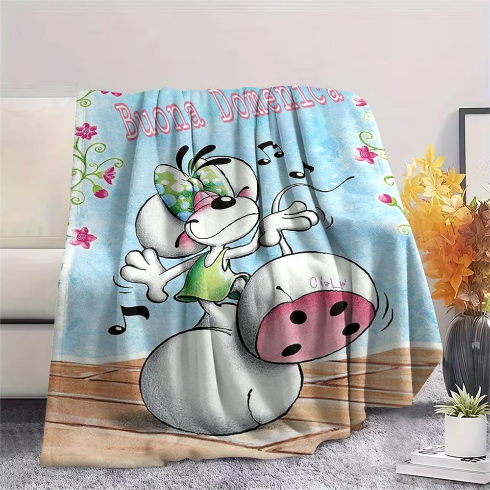1 Stück Diddl gemusterte Flanelldecke für alle Jahreszeiten geeignet für Heimdekoration Wärme und Komfort Geschenke Feiertagsgeschenk