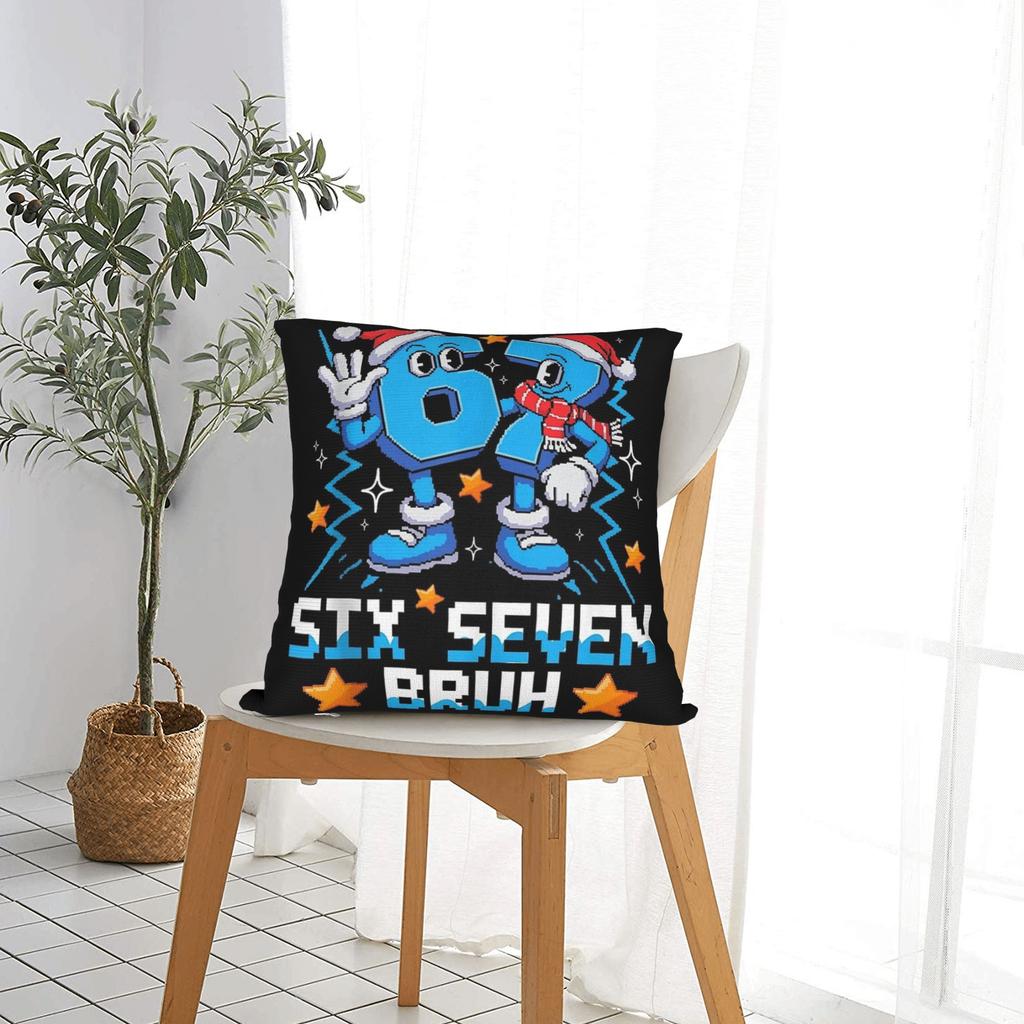 67 Six Seven Italienischer Brainrot Kissenbezug Moderner Kissenbezug Bequeme Kissenbezüge für Sofa, Couch, Bett, Wohnzimmer