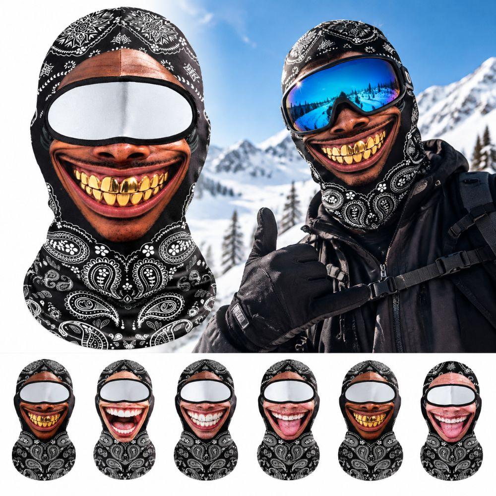 3D Face Printed Old Man Balaclava Face Mask Paisley Print Funny Face Funny Ski Mask Full Coverage Elastic Winter Mask Cover