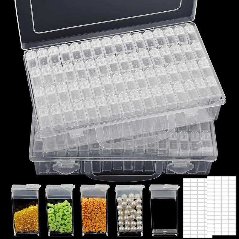 32/64-Fächer Kunststoff Schmuckaufbewahrungsbox Herausnehmbarer Transparenter Pillenorganizer Perlenkunst Zubehör & Bastelbedarf
