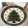 Christmas Tree Round Rug Snowflake Decor Xmas Area Rug Bedroom Living Room Carpet Decoration for The New Year