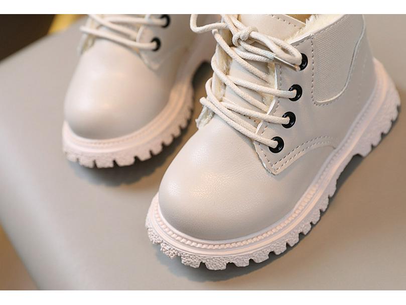 Children's Velvet-Lined British Style Short Boots with Side Zipper - Boys' and Girls' Autumn/Winter Fashion Martin Boots