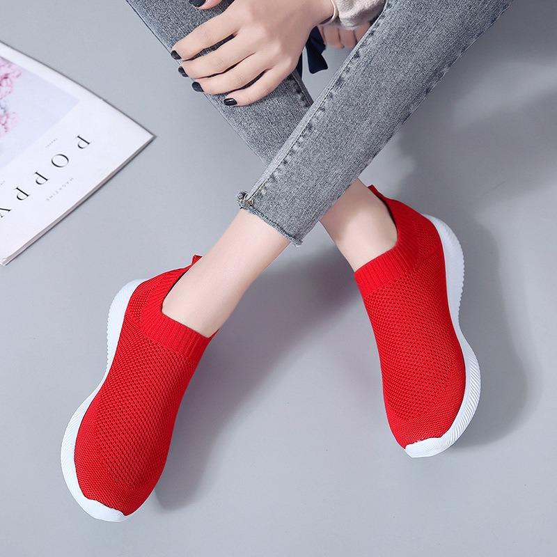 Large Size, Spring and Autumn New Casual Breathable Lazy Shoes Fly-woven Sneakers Flat Shoes Women