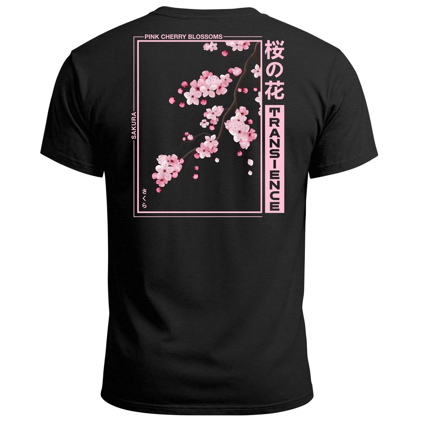Backprint TShirt Mens Japan Asia Cherry Blossom Sakura Character 1 M