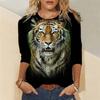 Autumn and Winter Women's Cute Little Animals 3D Printing Crew Neck Long-sleeved T-shirt Fashionable and Versatile