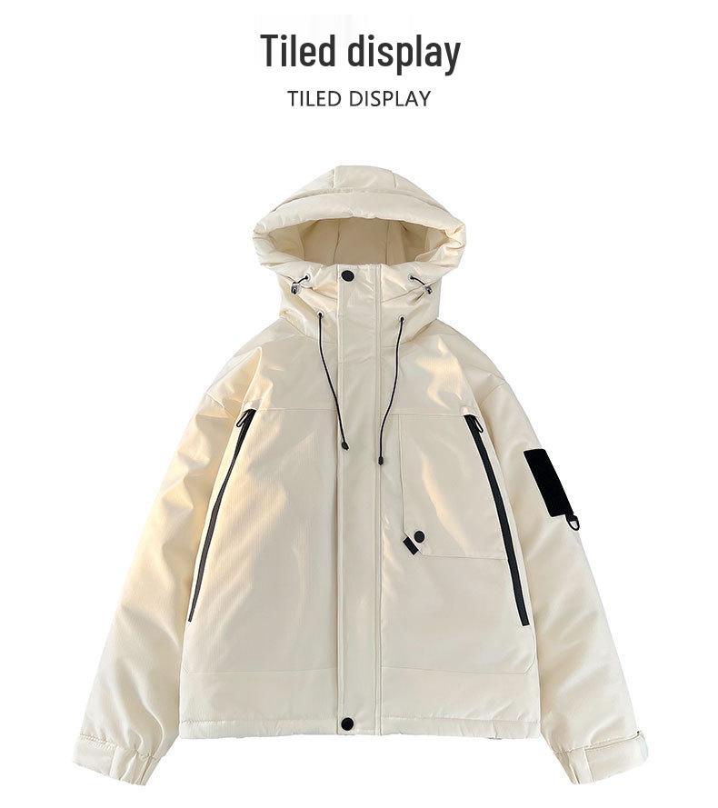 Unisex White 90% Duck Down Hooded Winter Jacket - Warm, Versatile, and Thickened for Youth Casual Wear