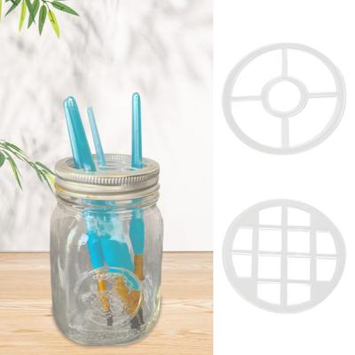 2 Pezzi Inserto Coperchio Vaso Fiori Mason per Vasi Mason a Bocca Larga Plastica Griglia Mason Coperchio Organizer Fiori Vasi Mason con Foro per Cannuccia