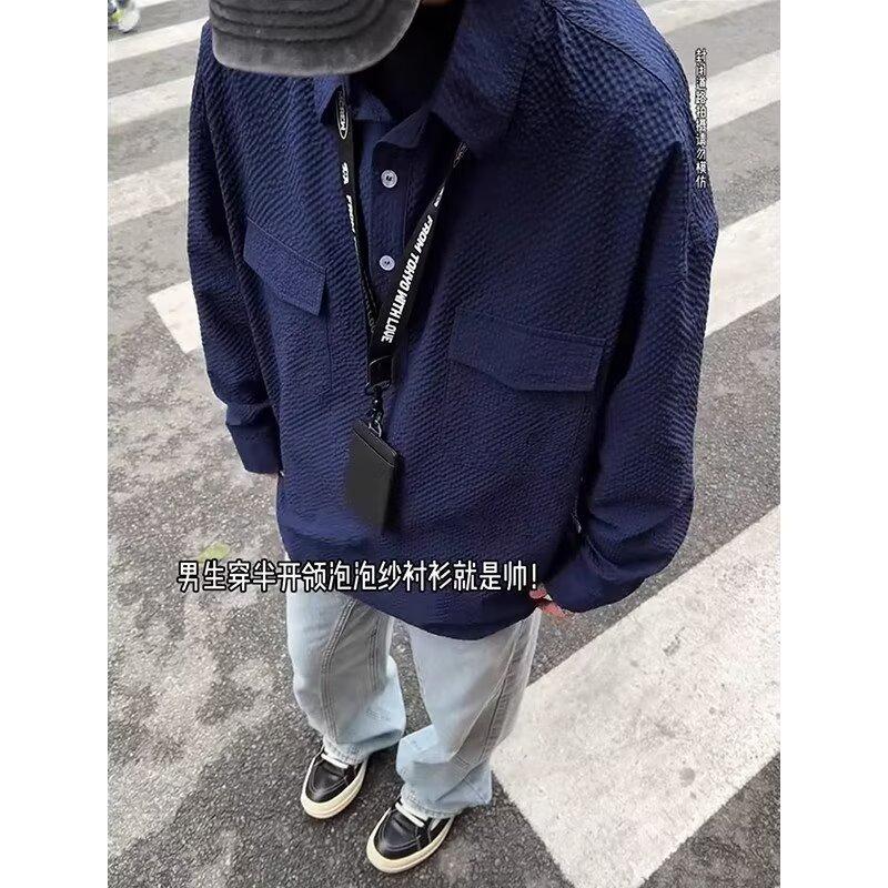 Buchstaben Langarmhemd Japanischer Stil Hongkong-Stil Ins Lockeres Hemd Herren Sommer Trendig Vielseitig Lässige Jacke