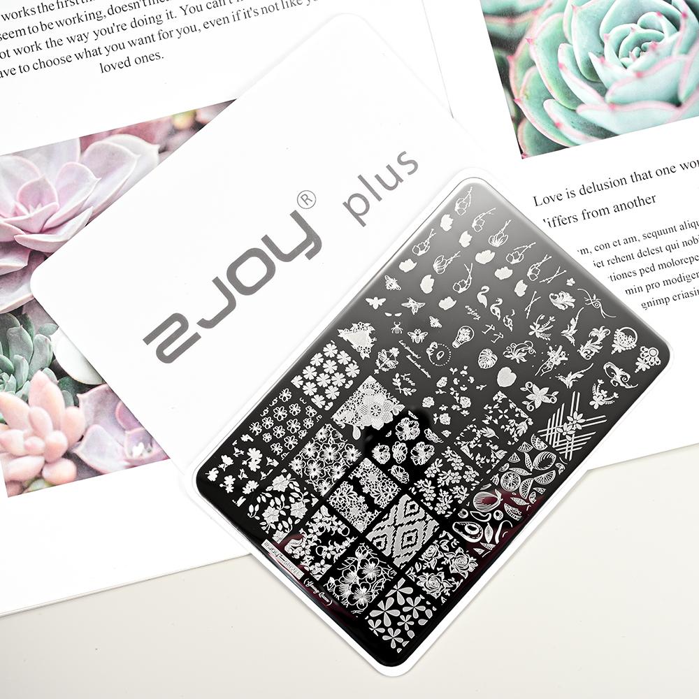 Destičky na ražení nehtů Zimní linky svetru s pruhovaným vzorem Šablony na nehty DIY geometrický kostkovaný design nehtová deska Obrázek Decoratio