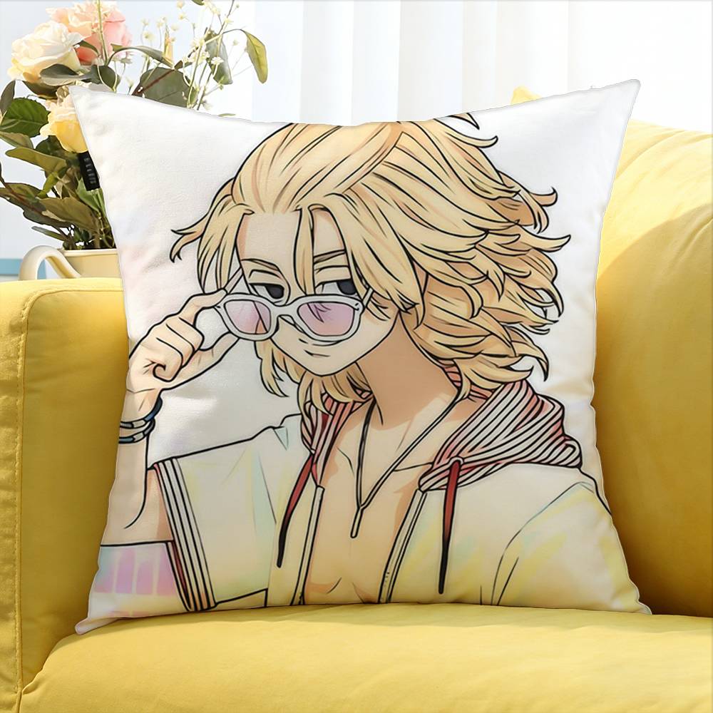 T-Tokyo r-Revengers Mikey World Various Sizes Square Pillow Case For Car Home Bedchamber Decor