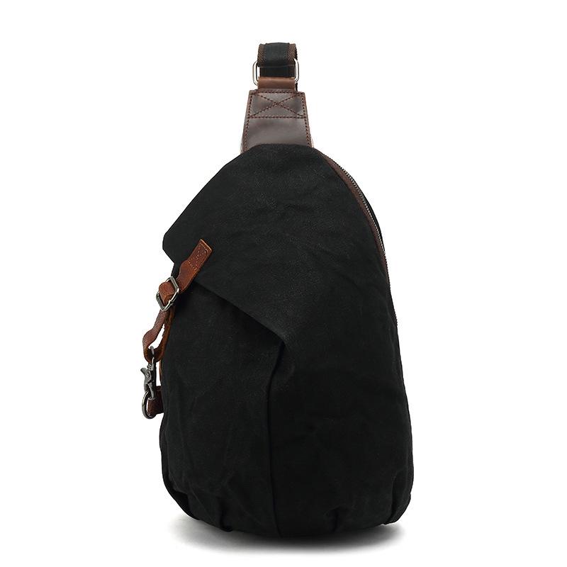 Men's Waxed Canvas and Top Layer Cowhide Travel Crossbody Bag