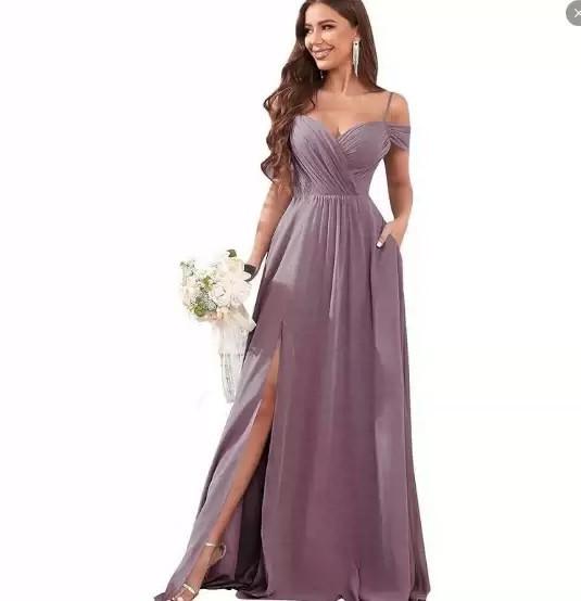 1011 new evening dress European and American bridesmaid dress suspender long dress solid color banquet evening dress