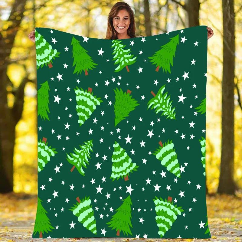 Santa Claus gives out gifts digital-printed polyester Bedroom velvet flannel cover blanket Fleece soft cover blankets for beds